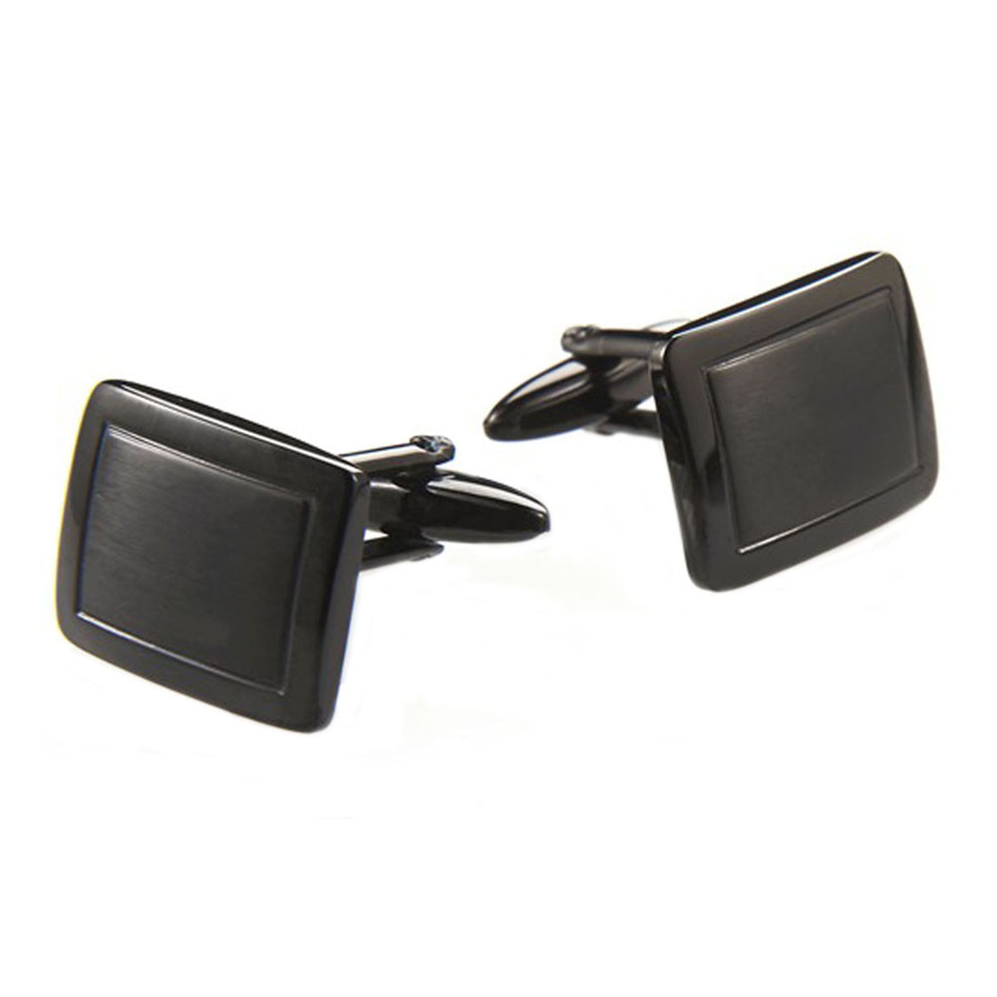 Mens Black Plated Stainless Steel Cuff Links