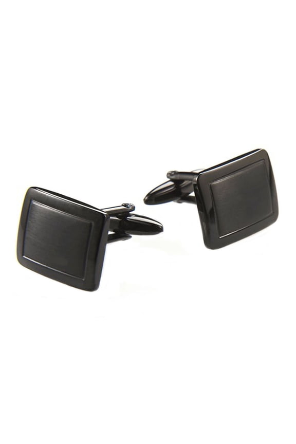 Mens Black Plated Stainless Steel Cuff Links