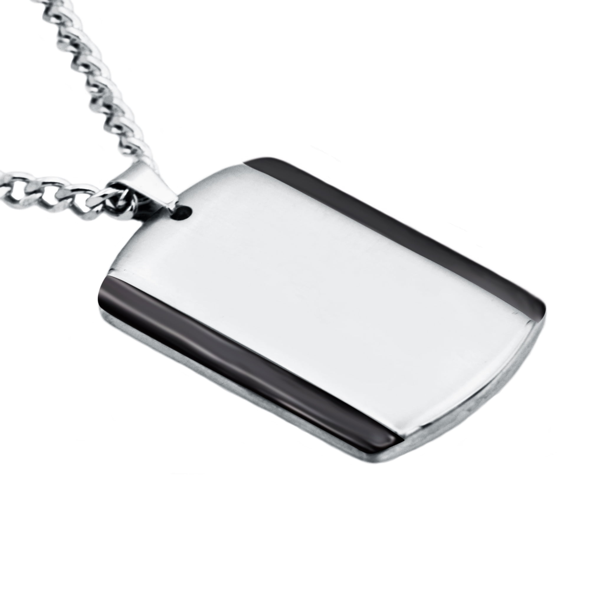 Mens Black Plated Stainless Steel Dog Tag Pendant.