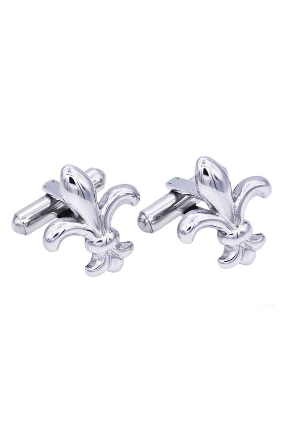 Mens Black Plated Stainless Steel Fleur De Lis Cuff Links