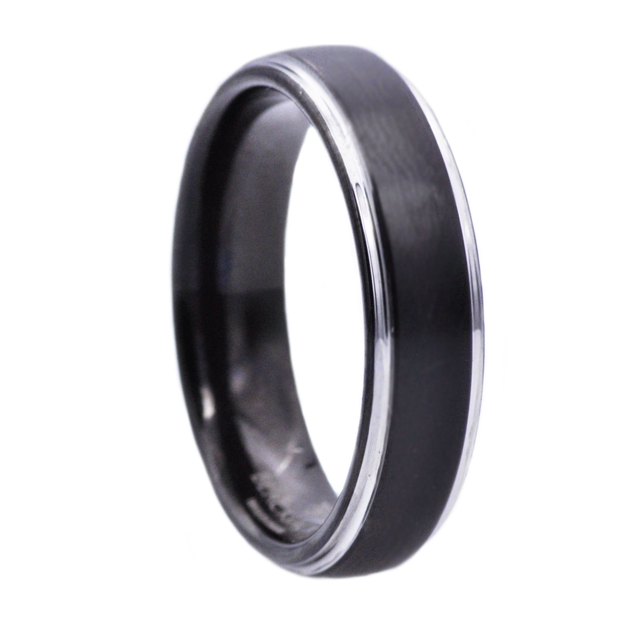 Mens Black Plated Tungsten Band Ring