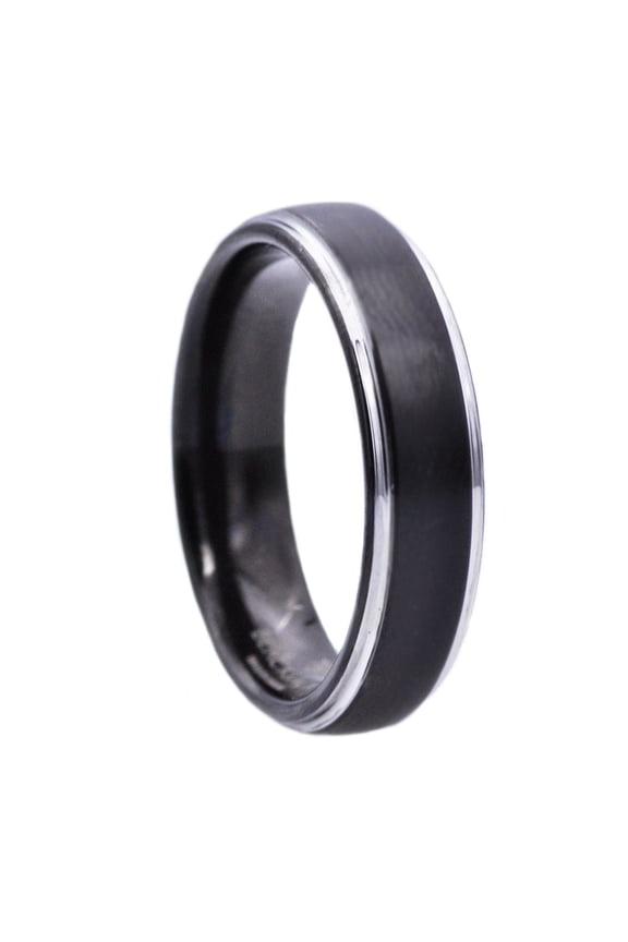 Mens Black Plated Tungsten Band Ring