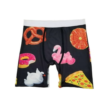 Mens Black Pool Party Floatie Pizza Donut Pretzel Boxer Briefs Underwear XL