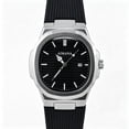 thumbnail image 1 of VORSEL Men Silicone Watch Black Octagonal Bezel Black Horizontal Stripe Dial 42mm Luminous Date, 1 of 7