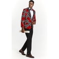 thumbnail image 1 of Mens Black ~ Red ~ White Paisley Blazer - Big and Tall Sport Coat With Bowtie, 1 of 1