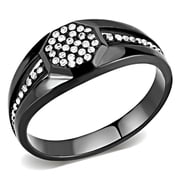 Mens Black Ring Anillo Para Hombre Stainless Steel Ring with AAA Grade CZ in Clear Forio