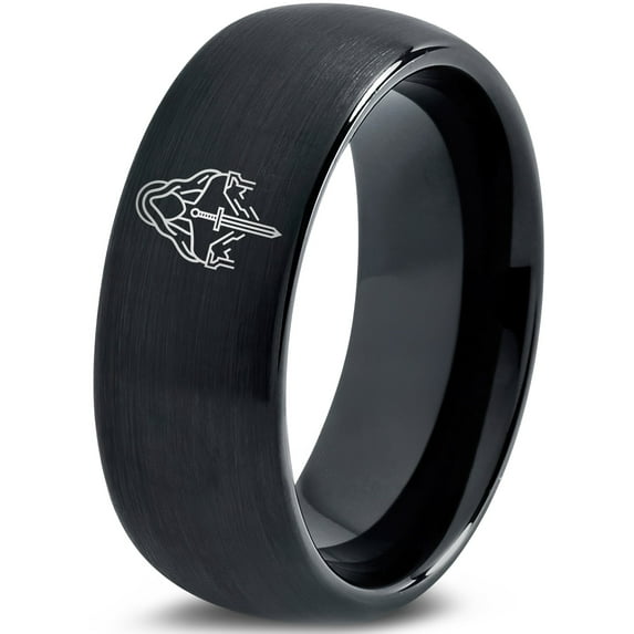 Mens Black Rings Tungsten Gifts Gamer Trendy Men Wedding Band Gift for Son Mom Gay Set Dad