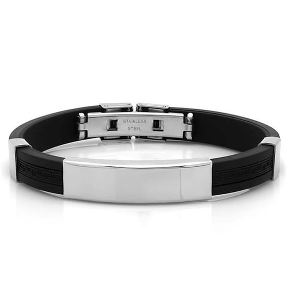 Mens Black Rubber Bracelet, Black