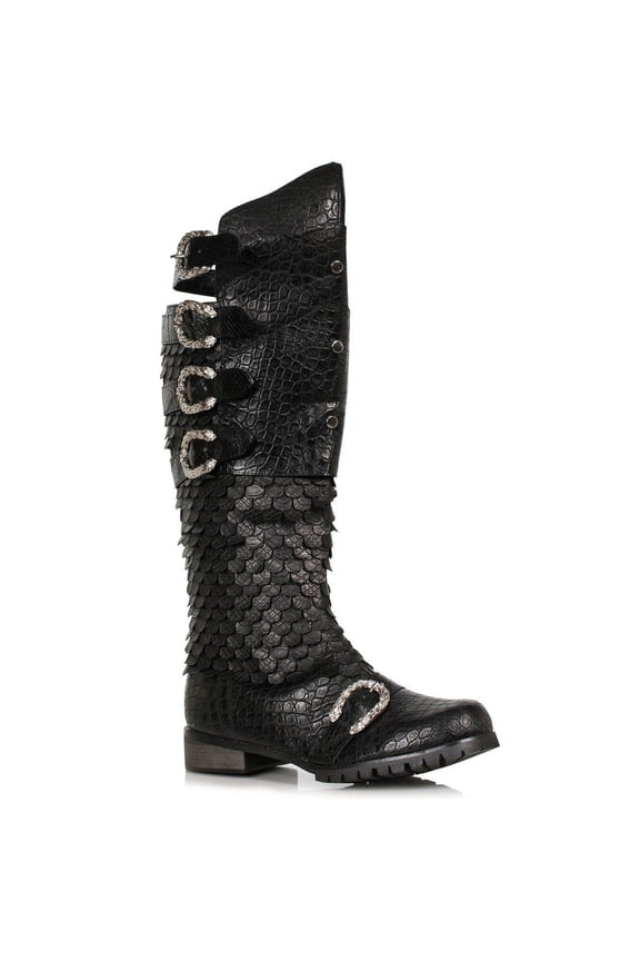 Mens Black Scaled Dragon Buckle Boots