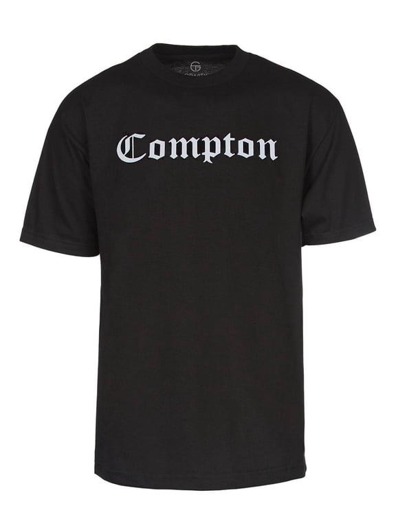 Mens Black Short-Sleeve Compton Blackletter T-Shirt - Small