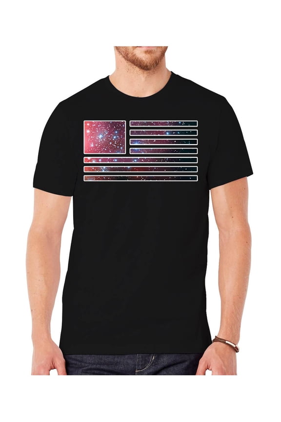 Mens Black Short-Sleeve Galaxy Flag T-Shirt - 3X-Large