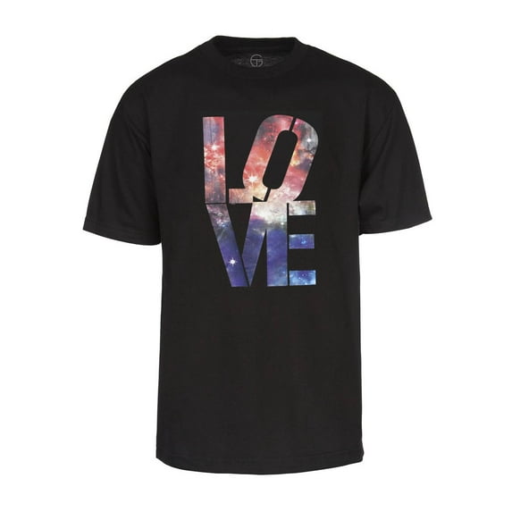 Mens Black Short-Sleeve Galaxy Love T-Shirt - 2X-Large
