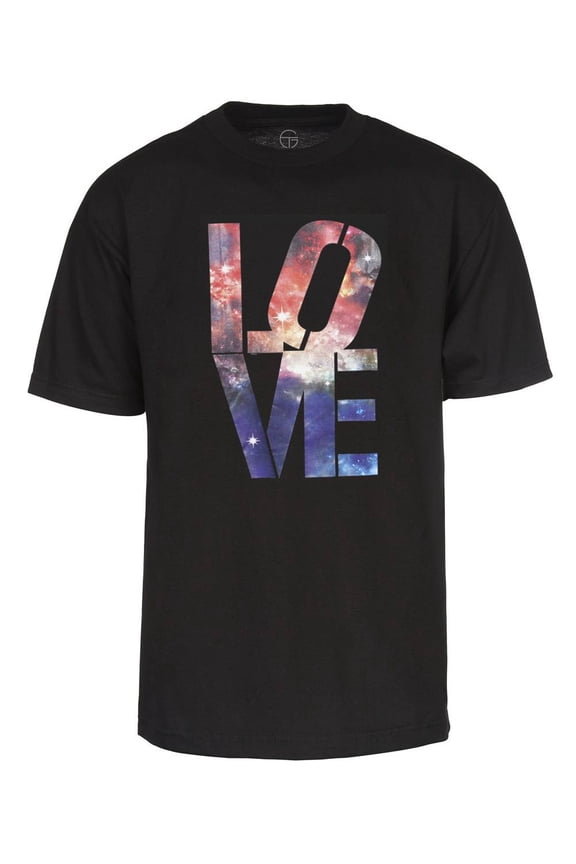 Mens Black Short-Sleeve Galaxy Love T-Shirt - 3X-Large