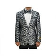 thumbnail image 1 of Mens Black/Silver Modern Fit Paisley Pattern Blazer Dinner Jacket By Alberto Nardoni Designer, 1 of 3