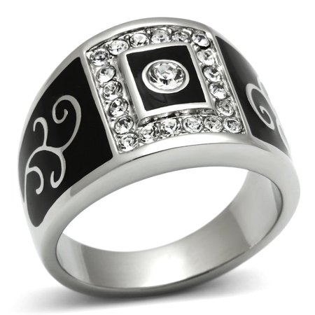 Mens Black Silver Rings Stainless Steel Anillo Compromiso Regalo Para Hombre Acero Inoxidable
