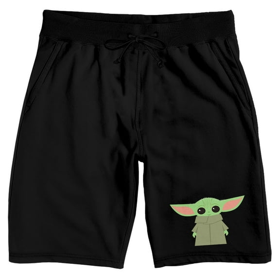 Mens Black Star Wars Mandalorian Baby Grogu Sleep Pajama Shorts-Small
