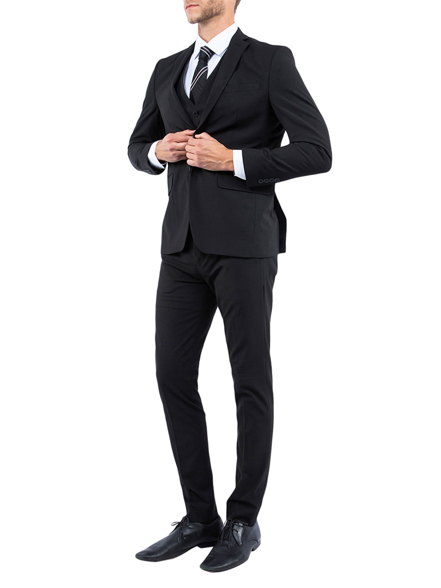 Julinie Men's 3Piece Suit Set with Jacket, Vest, and Expandable Waist Dress Pants