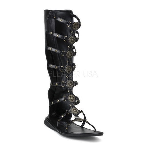 Mens Black Tall Roman Warrior Halloween Sandals Large Size 12-13