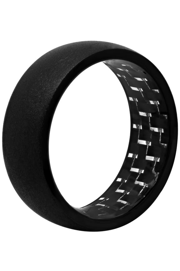 Mens Black Tantalum with Carbon Fiber Accents Wedding Band - Tantalum Ring