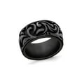 thumbnail image 1 of Mens Black Titanium 11mm Pattern Band Ring, 1 of 5