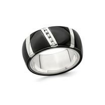 Mens Black Titanium Diamond Wedding Band Ring 1/10 Carat (Ctw) (10mm) for Men