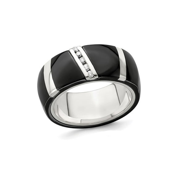 Mens Black Titanium Diamond Wedding Band Ring 1/10 Carat (Ctw) (10mm) for Men