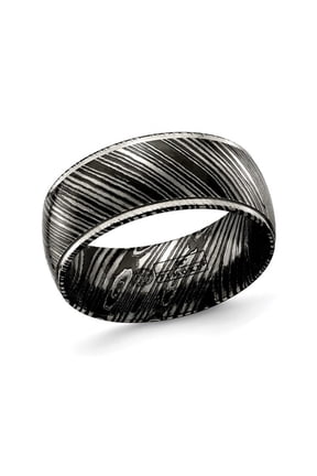 Gem & Harmony Mens Black Titanium Zebra Band Ring (10mm) for Men