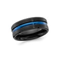thumbnail image 1 of Gem & Harmony Mens Black Titanium and Blue Plating Wedding Band Ring (8.00mm) for Men, 1 of 5