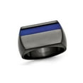 thumbnail image 1 of Mens Black Titanium with Blue Anodized Stripe Ring, 1 of 5