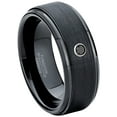 thumbnail image 1 of Mens Black Tungsten Carbide Wedding Band with 0.07ctw Black Diamond - Brushed Comfort Fit Tungsten Anniversary Ring -#658BDs9, 1 of 4