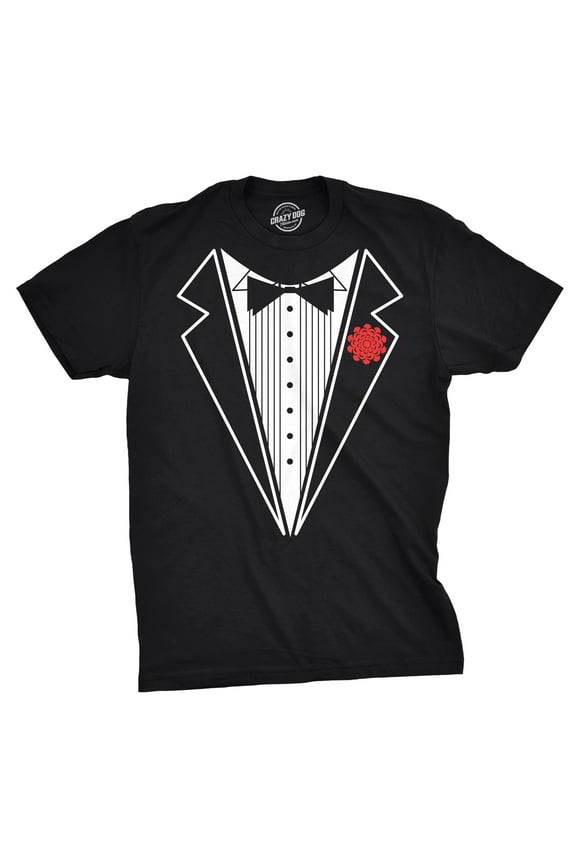 Mens Black Tuxedo T Shirt Funny Lazy Wedding Fake Suit Fancy Marriage Tee Graphic Tees