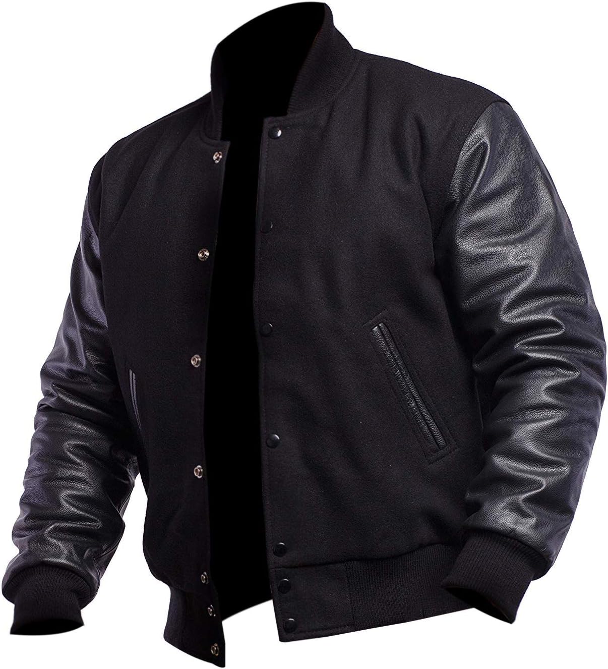 Men's Vintage Baseball Letterman Varsity Jacket – Snap Button, Nylon, S-3XL