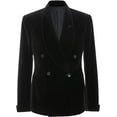 thumbnail image 1 of Mens Black Velvet Blazers Christmas Host Party Wear Blazers Coat Jacket Elegant Double Breasted Jackets, 1 of 5
