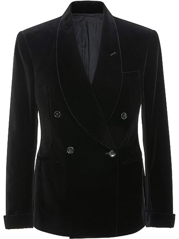 Mens Black Velvet Blazers Christmas Host Party Wear Blazers Coat Jacket Elegant Double Breasted Jackets