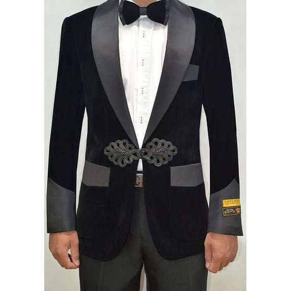 Mens Black Velvet Shawl Collar Jacket Alberto Smoking