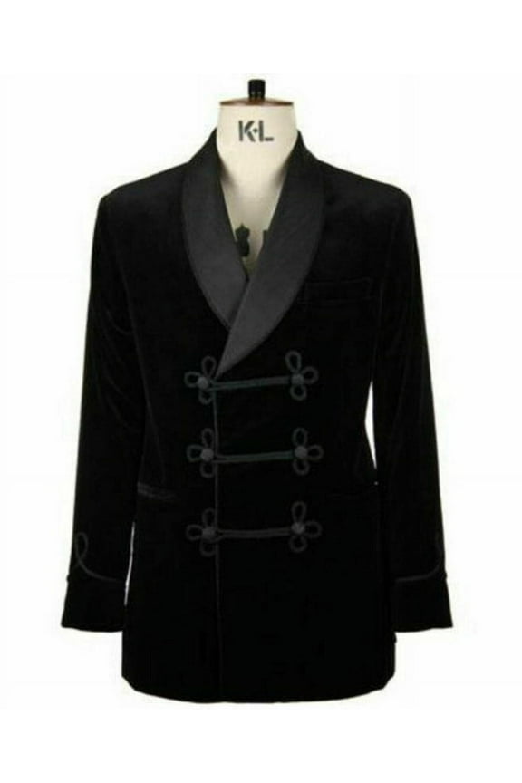 Mens Black Velvet Smoking Jacket – Forging Style for Weddings & Evening Events