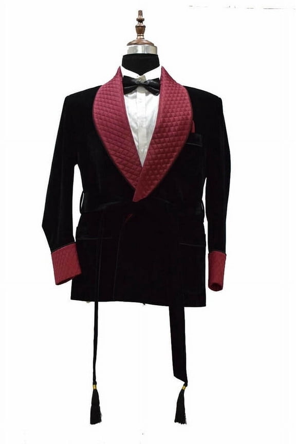 Mens Black Velvet Smoking Jacket – Timeless Elegance for Formal Occasions