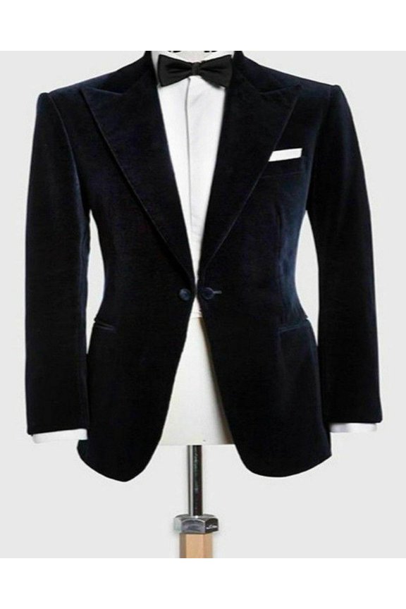 Mens Black Velvet Smoking Jacket with Frogging Style - Special Occasion