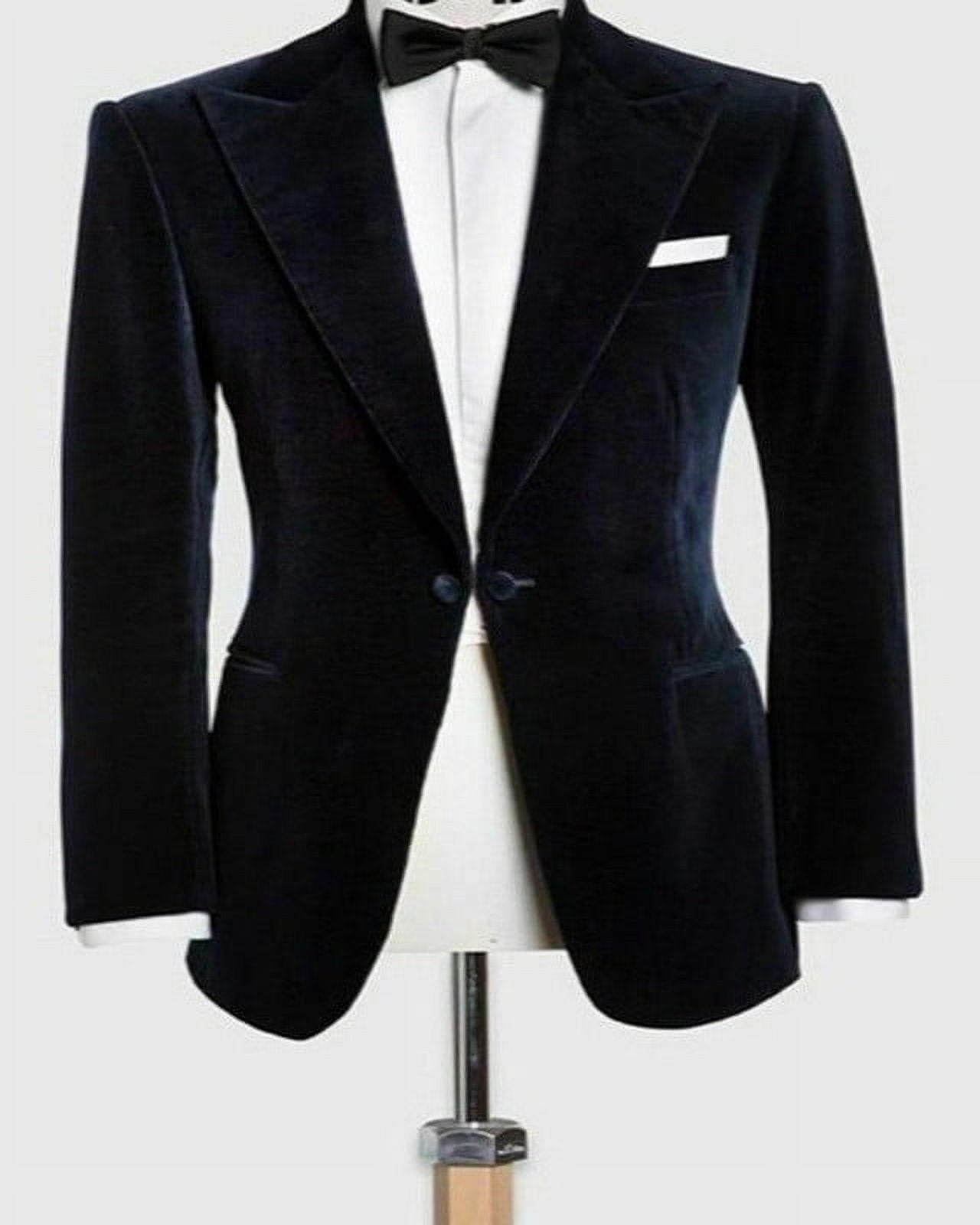 Black and Gold Velvet Smoking Jacket - Mens Black Blazer