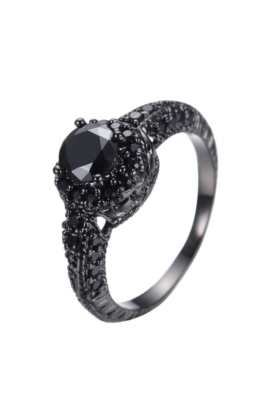 Mens Black Zircon Copper Ring Electroplated Fashion Jewelry