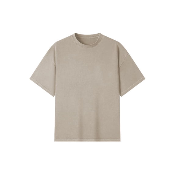 Mens Blank Drop Shoulder Short Sleeve Tshirt Crew Neck Summer Cotton Tee Tops