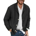 thumbnail image 1 of Mens Blazer Casual Business Faux Cotton-Linen Sport Coat Lightweight Single-breasted Suit Jackets, 1 of 6