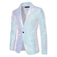 thumbnail image 1 of Mens Blazer Casual Shiny Sequin Blazers Tuxedo Party Dinner Prom One Button Suit Jacket Lightweight Sport Coats, 1 of 3
