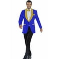 thumbnail image 1 of Mens Blazer Dark Royal ~ Gold Two Toned Tuxedo Dinner Jacket Perfect For Prom Wedding & Groom, 1 of 1