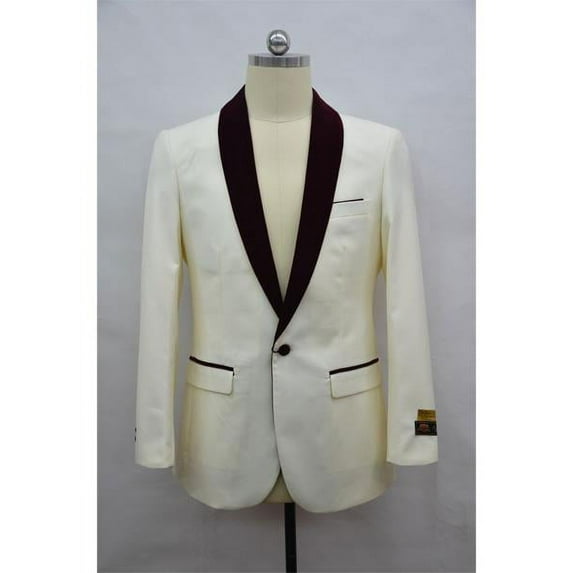Mens Blazer Ivory ~ Burgundy Tuxedo Dinner Jacket And Blazer Two Toned