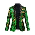 thumbnail image 1 of Mens Blazer Jacket Qiggri Men's Hot Stamping Glossy Stage Costume Formal Dress Suit Jacket, 1 of 5