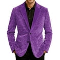 thumbnail image 1 of Mens Blazer Mardi Gras Corduroy Suit Jacket Funny Glitter Sequins Print Sport Coat 2 Button Slim Fit Carnival Business Office Blazers with Pockets, 1 of 5