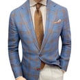 thumbnail image 1 of Mens Blazer Plaid Wool Suit Coats Lapel Long Sleeve Button Suit Business Casual and Formal Suit Jacket, 1 of 9