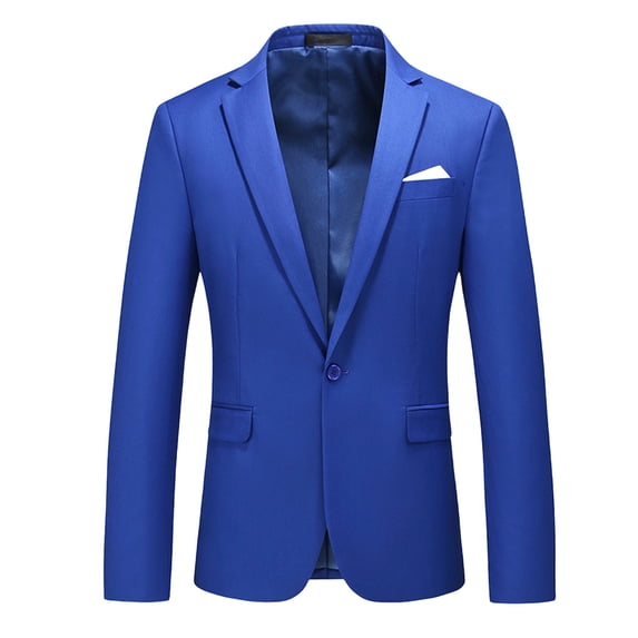 Mens Blazer Solid Color Slim Fit One Button Coats Business Casual Dinner Prom Wedding Suit Jacket