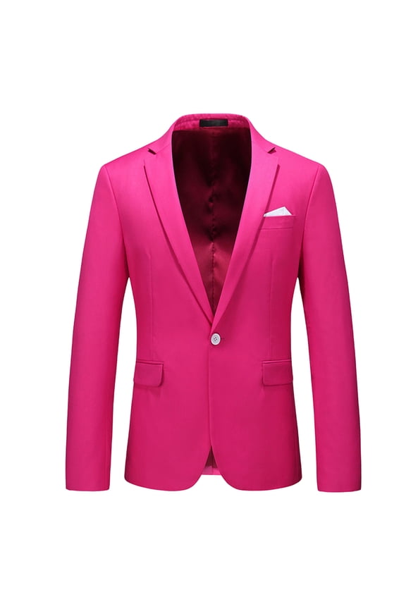Mens Blazer Solid Color Slim Fit One Button Coats Business Casual Dinner Prom Wedding Suit Jacket